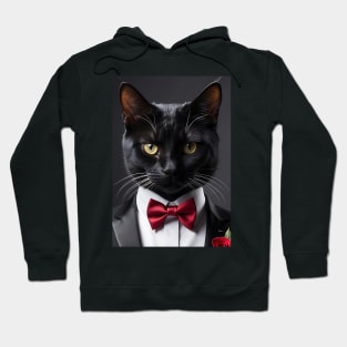 Valentine cat in tuxedo AI generated Hoodie